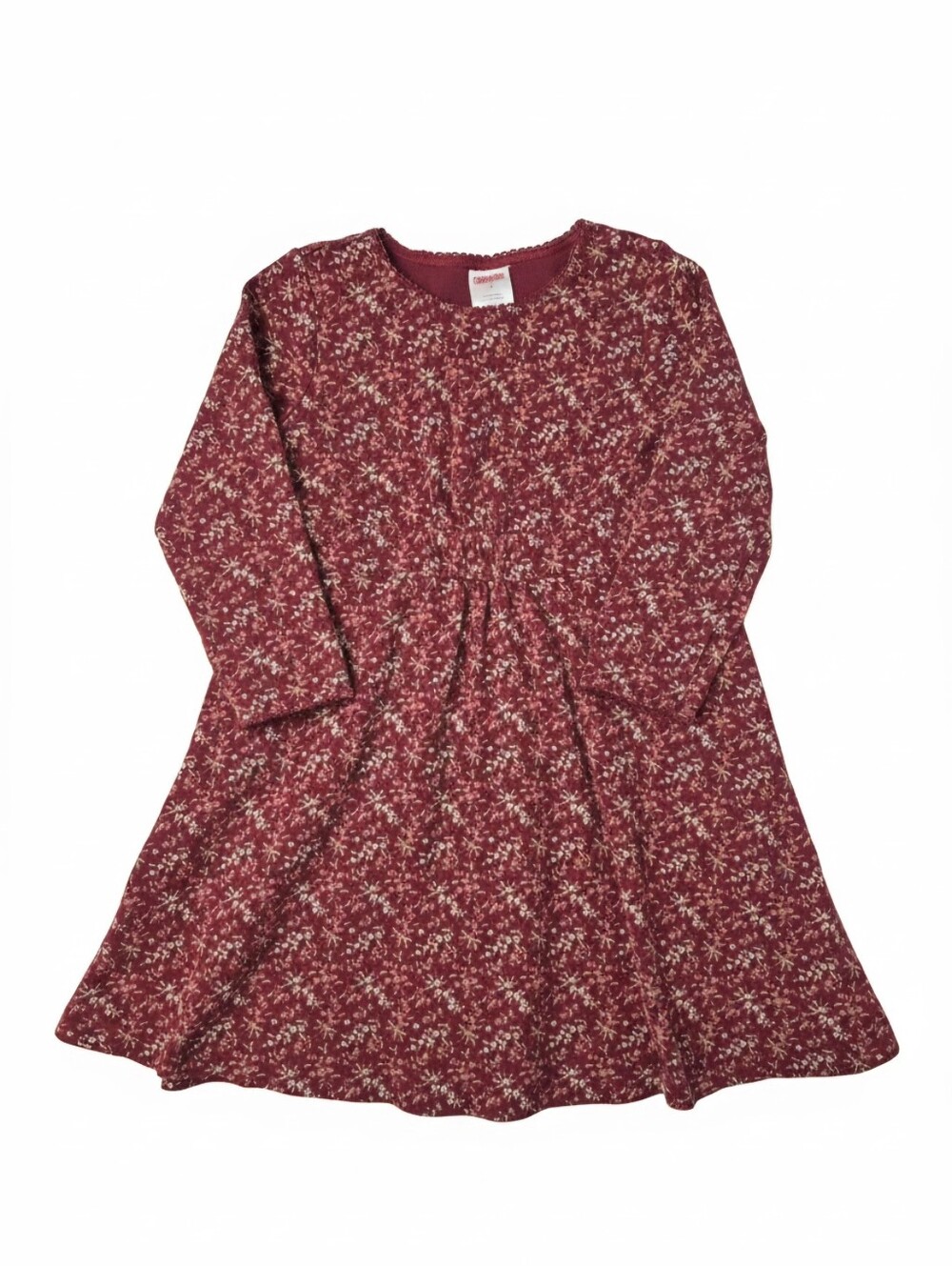 Vintage 2004 Gymboree Burgundy Floral Long Sleeve Dress 3T